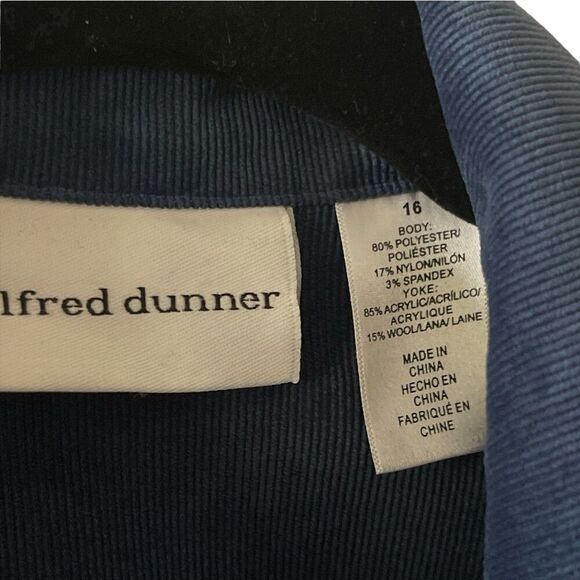 Alfred Dunner Zip Up Jacket Womens 16 Blue Corduroy Long Sleeve Collared NWT - Picture 4 of 5